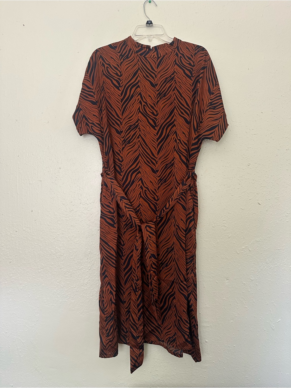 Rust Zebra Print Short Sleeve Dress EUC